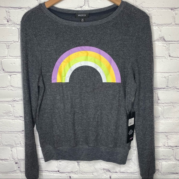 Wildfox Tops - Wildfox Over The Rainbow Baggy Beach Jumper